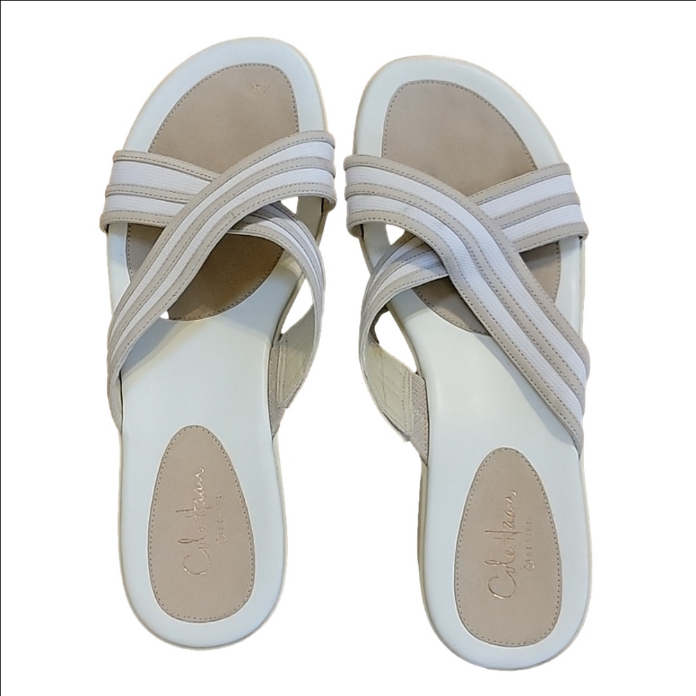 Cole Haan Series White Wedge Nike Air Sole Sandals Size Size 8 EUC